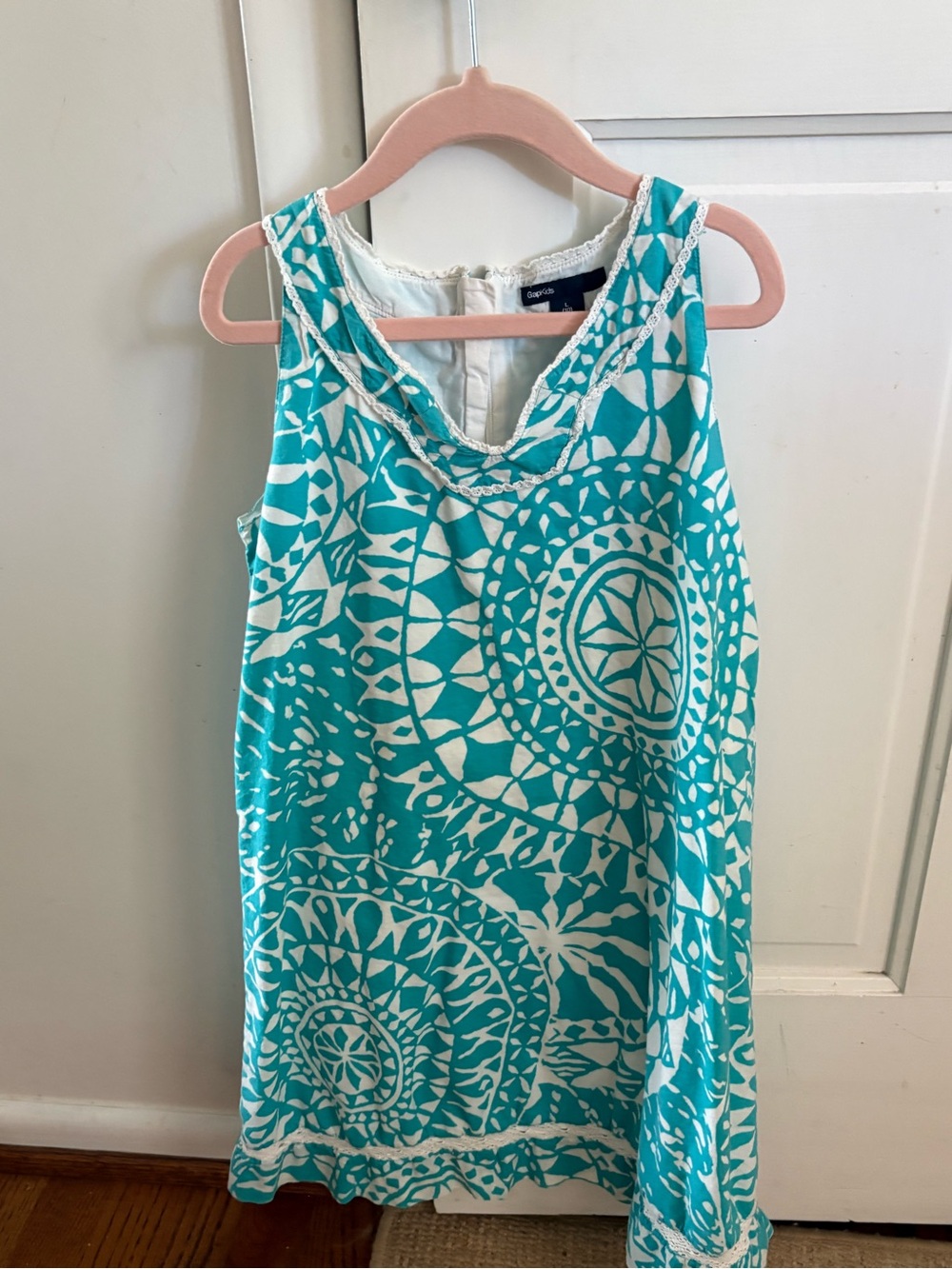 GAP Teal and White Sleeveless Casual Girls Dress